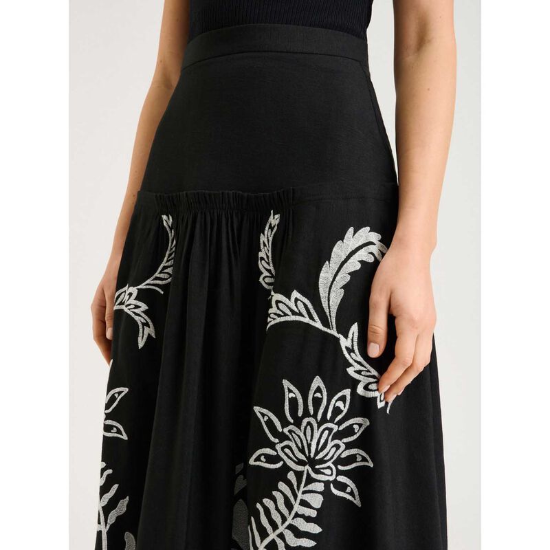 Veronika Maine Filigree Foliage Embroidered Midi Skirt image number 2